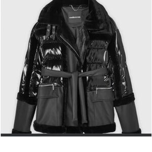 Maniere De Voir Black Glossy Puffer Jacket